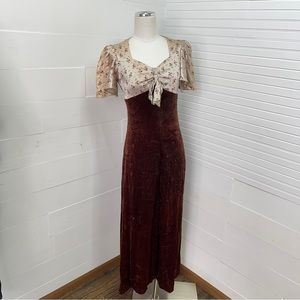 *Vintage* Satin and Velvet Maxi Dress